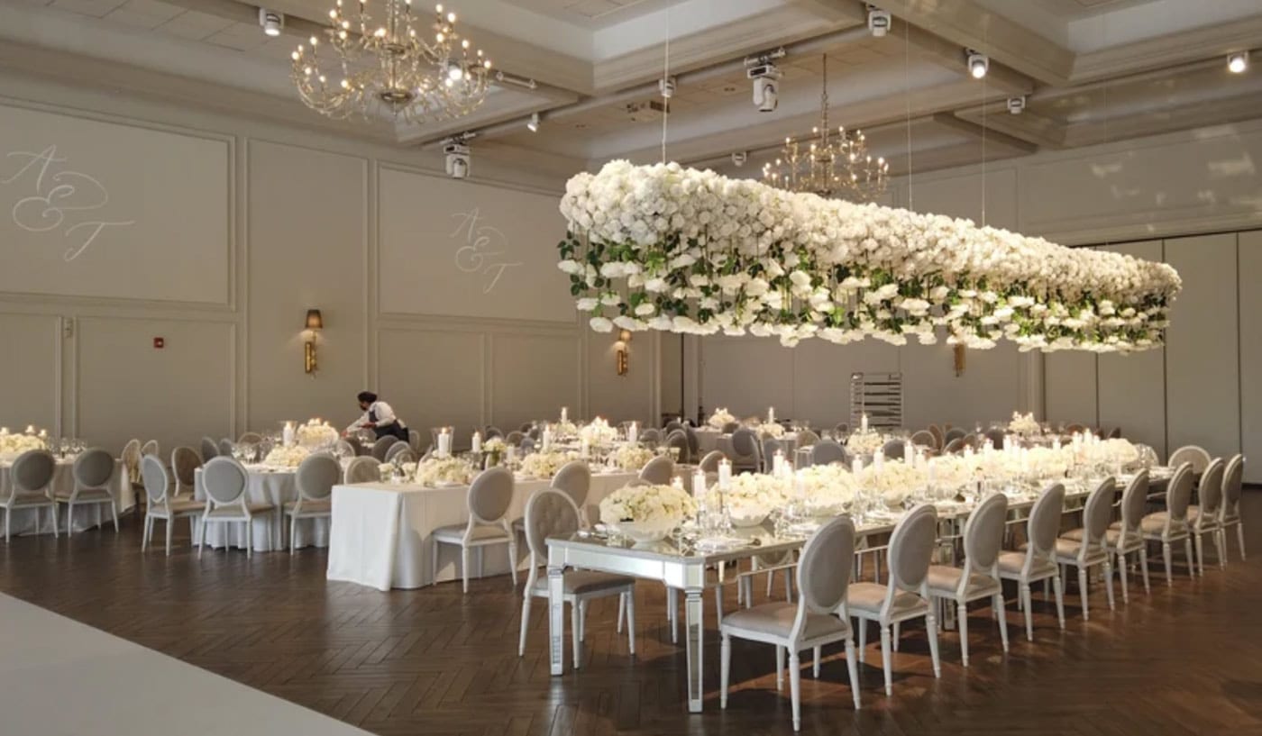 white wedding flower decor